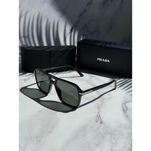 NEW Prada PR20YS Aviator Sunglasses in Black Polarized - Picture 2 of 8